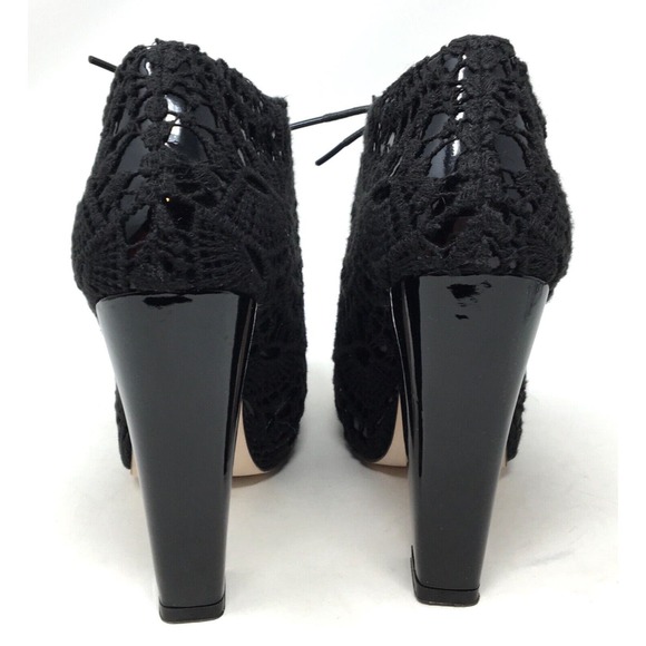 Rodarte X Opening Ceremony Women's Size 7 Black Patent Leather Crochet Booties - Picture 5 of 7